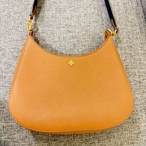 Tory Burch Tan Leather Crescent Shoulder Bag